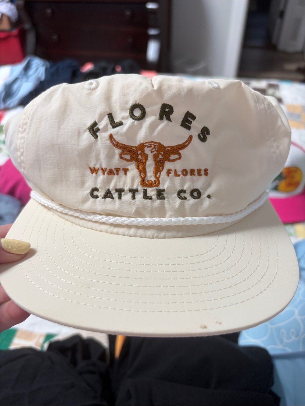 Flores Cattle Co. Cream Rope-Trim Cap